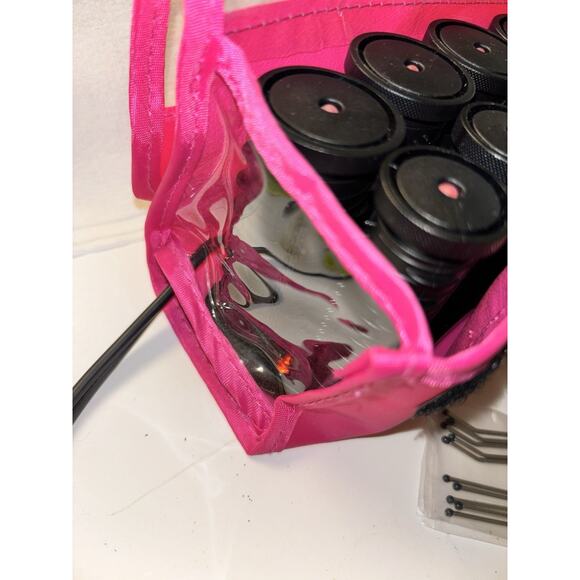Revlon Travel Tourmaline Ionic Hair Hot Rollers Curlers Pink Storage Pouch EUC - Picture 7 of 10